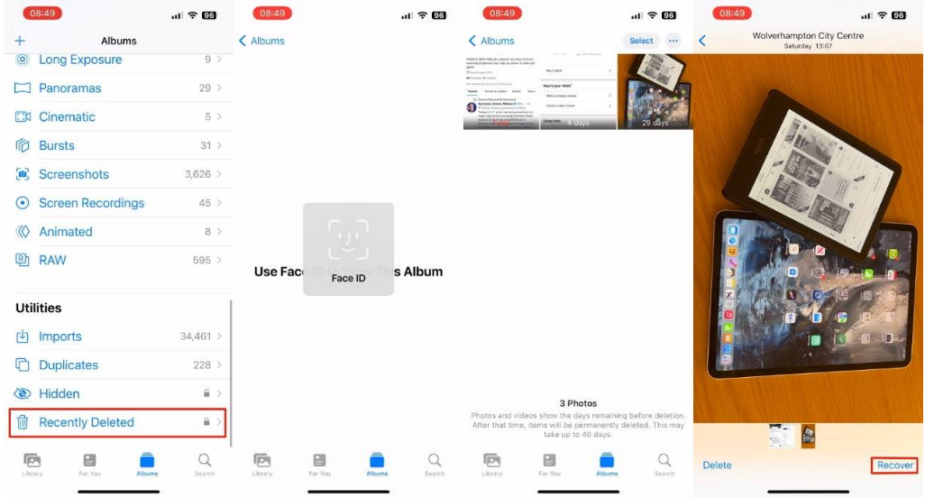 库伦苹果14维修分享 iPhone14 上恢复已删除的照片 