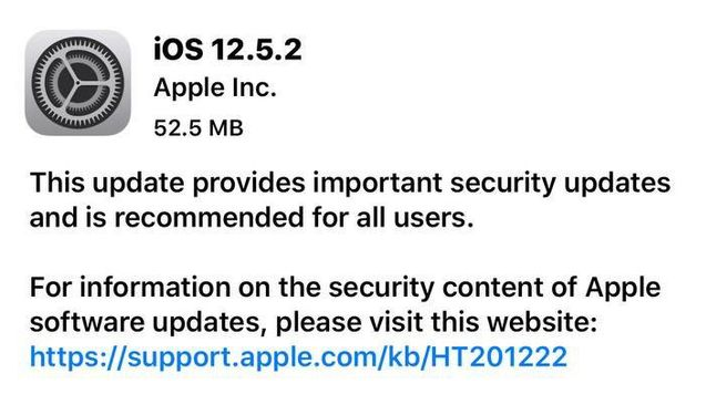 库伦苹果手机维修分享iOS12.5.2发布，建议所有老苹果用户安装 